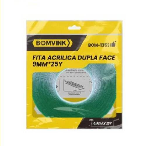 Fita dupla face acr�lica 25 mm x 9m - BOM-1353