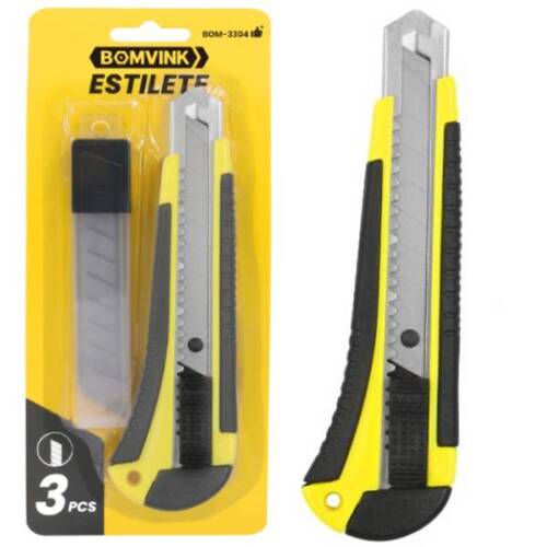 Estilete largo 18 mm com 3 l�minas - BOM-3304