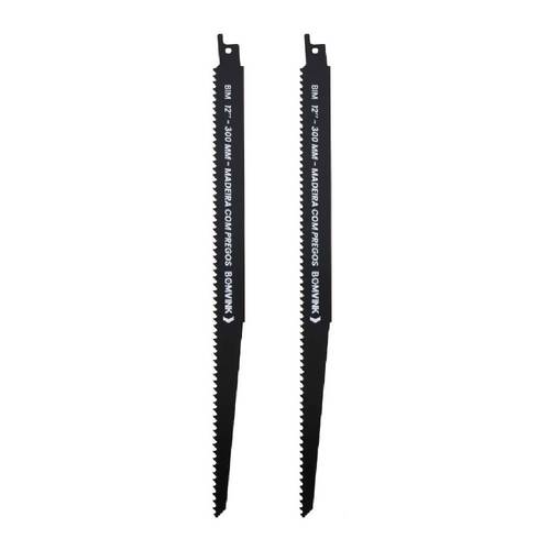 L�mina serra sabre 300 mm 6 dentes para madeira 2 pe�as - BOM-5136