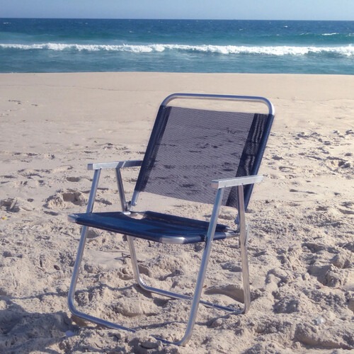 Cadeira de praia em alum�nio dobr�vel azul - CAD0410