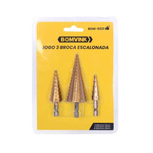 Jogo de brocas escalonadas 3 a 32 mm 3 pe�as - BOM-5020