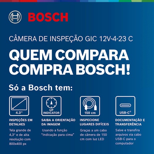 C�mera de inspe��o 8 mm com cabo de 150 cm - GIC 12V-4-2 C