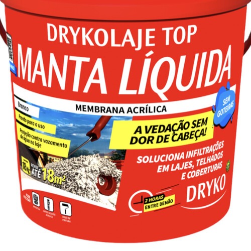 Manta líquida impermeabilizante para lajes 4kg - DRYKOLAJE TOP Manta líquida impermeabilizante para lajes 4kg - DRYKOLAJE TOP