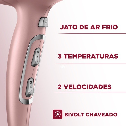 Secador de cabelo 2200 watts Golden Rose bilvot - SC-32 110V/220V Secador de cabelo 2200 watts Golden Rose bilvot - SC-32 110V/220V