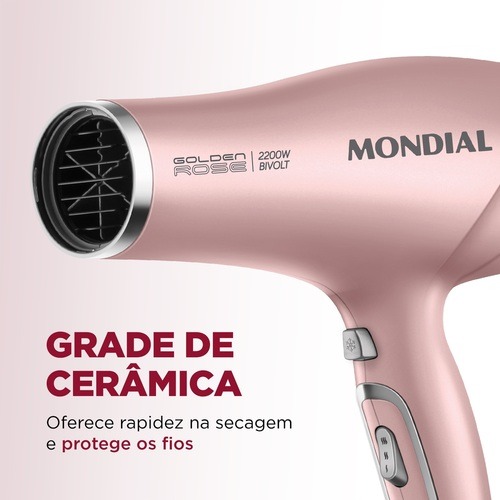 Secador de cabelo 2200 watts Golden Rose bilvot - SC-32 110V/220V Secador de cabelo 2200 watts Golden Rose bilvot - SC-32 110V/220V
