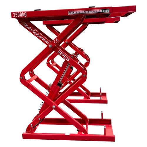 Elevador automotivo hidr�ulico pantogr�fico 3,5 T de embutir monof�sico vermelho - REPEI35  220V