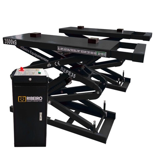 Elevador automotivo hidr�ulico pantogr�fico 3,5 T de embutir monof�sico preto - REPEI35  220V