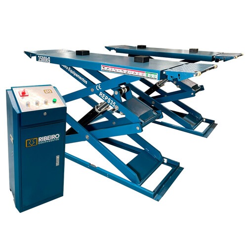 Elevador automotivo hidr�ulico pantogr�fico 3,5 T de sobrepor monof�sico azul - REPSI35  220V