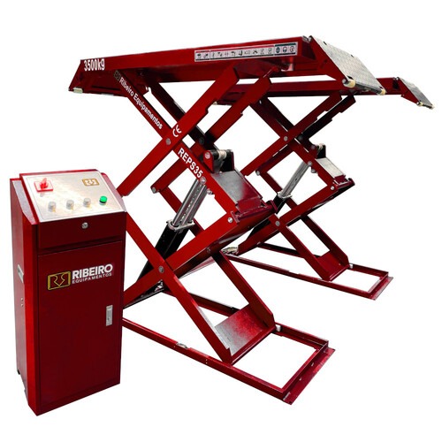 Elevador automotivo hidr�ulico pantogr�fico 3,5 T de sobrepor monof�sico vermelho - REPSI35  220V
