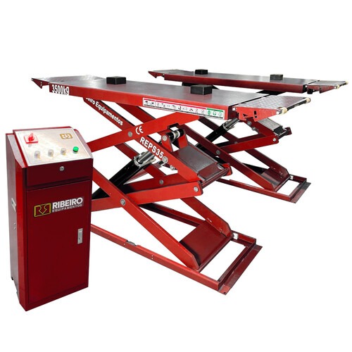 Elevador automotivo hidr�ulico pantogr�fico 3,5 T de sobrepor monof�sico vermelho - REPSI35  220V