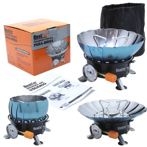 Fogareiro portátil a gás paleta corta-vento com acendimento automático - BFH3008 Fogareiro portátil a gás paleta corta-vento com acendimento automático - BFH3008