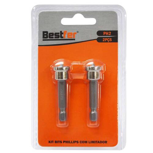 Jogo de bits phillips com limitador ph2 x 50 mm encaixe 1/4 Jogo de bits phillips com limitador ph2 x 50 mm encaixe 1/4