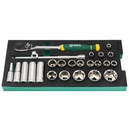 Jogo de soquete sextavado 10 a 34 mm encaixe 1/2