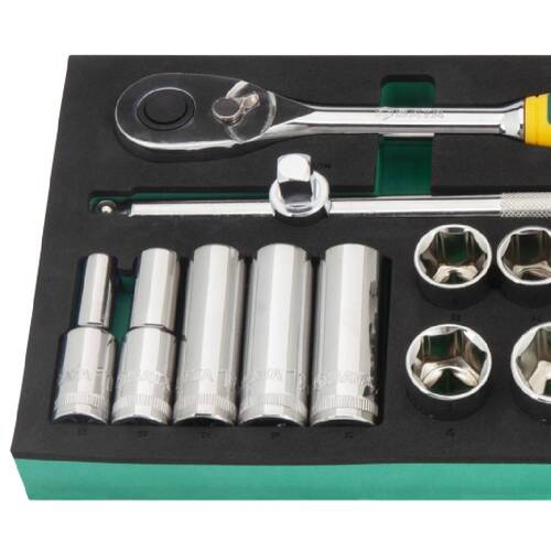 Jogo de soquete sextavado 10 a 34 mm encaixe 1/2