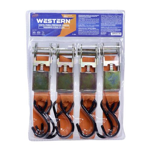 Cinta com catraca para amarra��o de carga capacidade 50 kg 4 pe�as - F-254