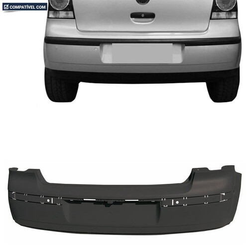 Para-choque Polo Hatch 2003 a 2012 traseiro preto liso - 6124