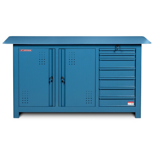 Bancada fechada com 7 gavetas e 2 portas tampo em a�o - NB-22