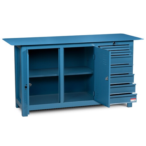 Bancada fechada com 7 gavetas e 2 portas tampo em a�o - NB-22