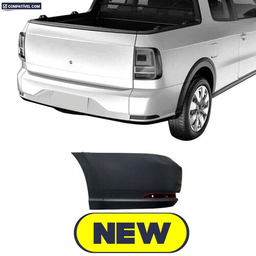 Para-choque Saveiro G7 2016 a 2021 traseiro lado esquerdo preto com furo - 6685