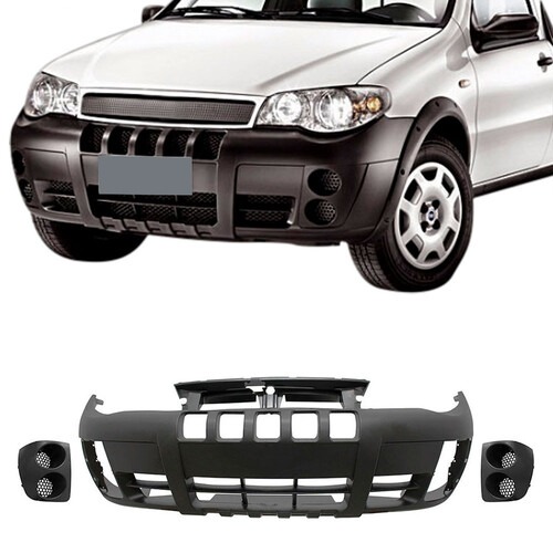 Para-choque Strada Trekking Restyling 2 2005 a 2012 dianteiro preto com moldura de farol - 3487K