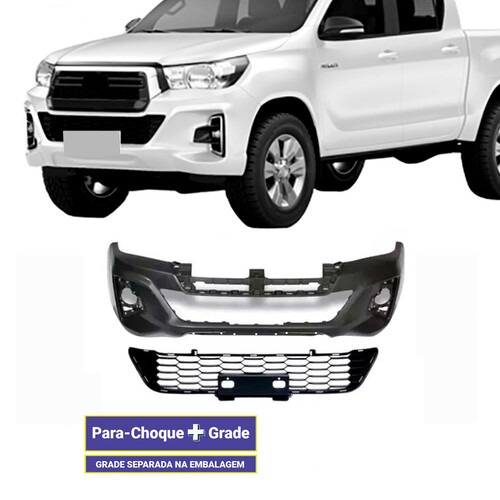 Para-choque Hilux 2018 a 2020 dianteiro preto liso com grade - 7078