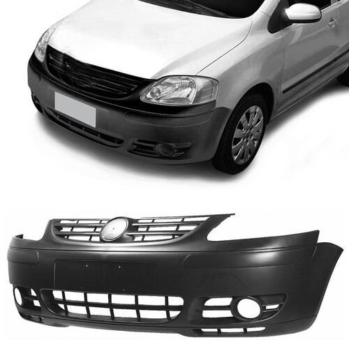 Para-choque Fox 2003 a 2007 dianteiro preto liso com furo para farol - 6432
