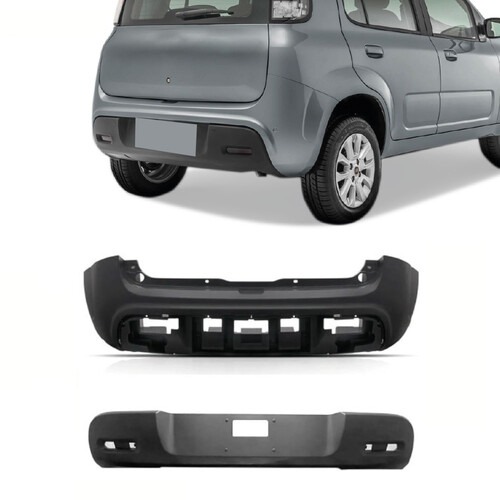 Para-choque Uno 2014 a 2021 traseiro liso + moldura central - 3381K