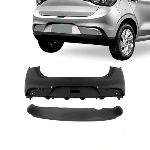 Para-choque Argo 2017 a 2022 traseiro preto com furo para sensor com spoiler - 3370K