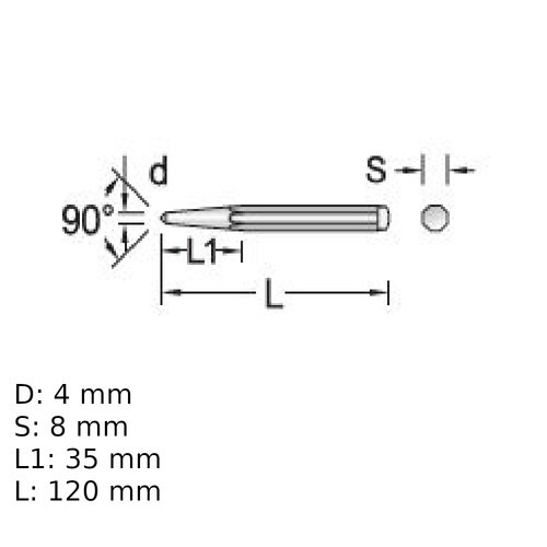 Pun��o de centro 120 x 4 mm - R90180415