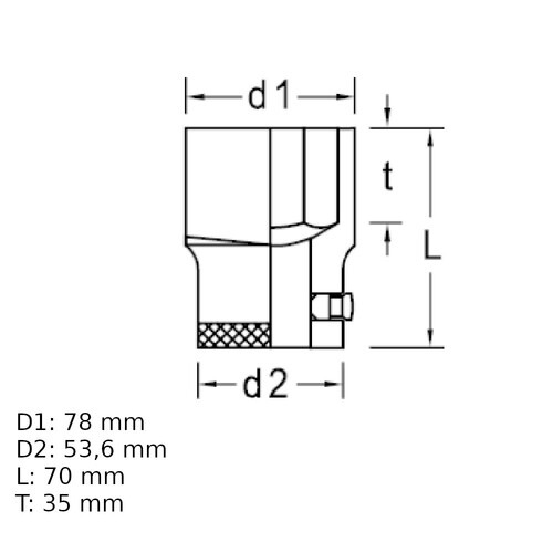 Soquete sextavado 55 mm encaixe 3/4