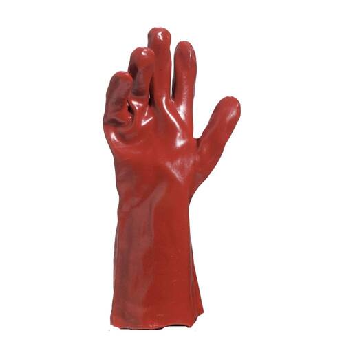 Luva de pvc lisa com forro de algodão 35 cm vermelha GG Luva de pvc lisa com forro de algodão 35 cm vermelha GG