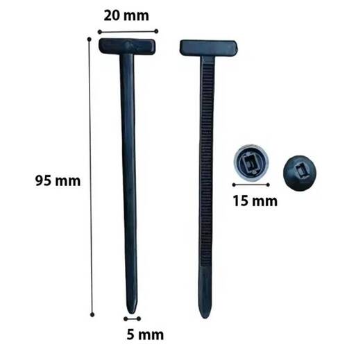 Abra�adeira de nylon cabe�a redonda 15 mm x 9,5 cm 100 pe�as preta