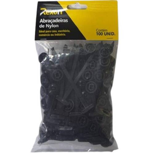 Abra�adeira de nylon cabe�a redonda 15 mm x 9,5 cm 100 pe�as preta