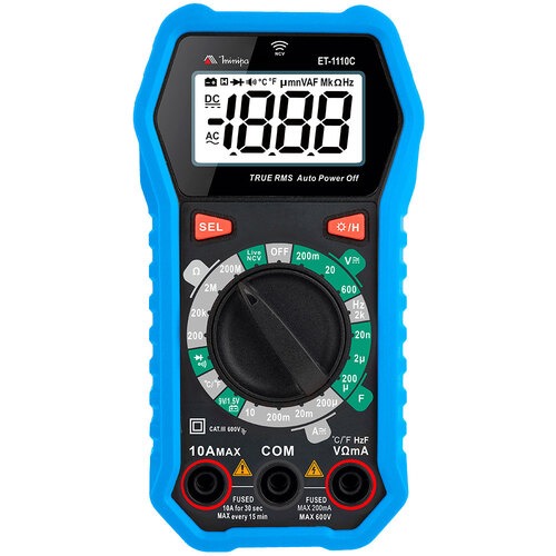 Mult�metro digital port�til 600V CAT III True RMS AC Live/NVC - ET-1110C