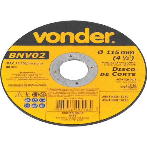 Disco de corte 180 x 1,6 x 22,23 mm - BNV 02