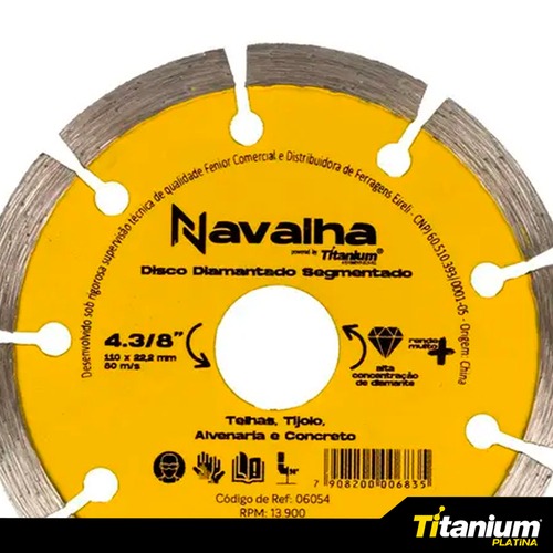 Disco diamantado segmentado 110 mm para concreto - 6054