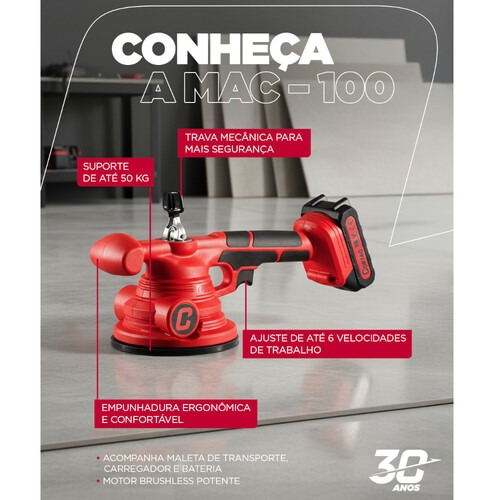 M�quina para assentar piso a bateria 18V com ventosa - MAC-100  110V/220V