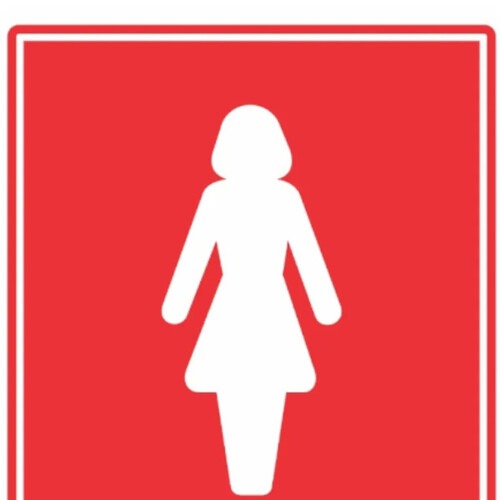 Placa sinalizadora em poliestireno Sanit�rio Feminino - 220AC