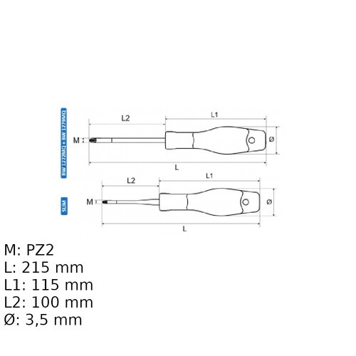 Chave pozidriv Pz2 x 100 mm isolada 1.000V - BW1279MQ