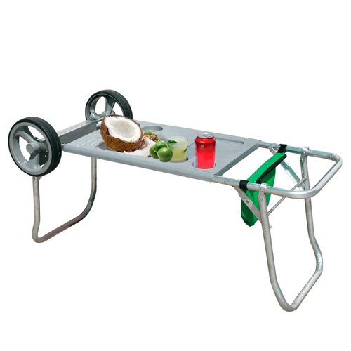 Kit Cadeira de praia reclin�vel 4 posi��es Bali + Carrinho Mesa CAR0649