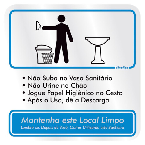 Placa sinalizadora educativa para Procedimento ao usar o Sanit�rio Masculino - 120AJ