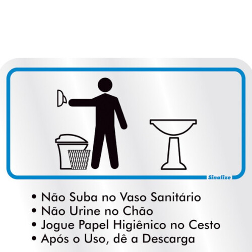 Placa sinalizadora educativa para Procedimento ao usar o Sanit�rio Masculino - 120AJ