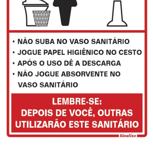 Placa sinalizadora educativa em poliestireno para Procedimento ao usar o Sanit�rio Feminino - 220AG
