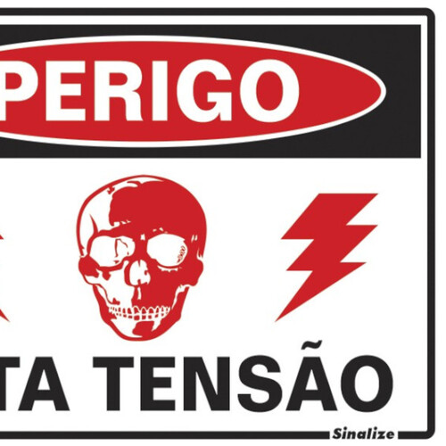 Placa sinalizadora em poliestireno Perigo Alta Tens�o - 220BE