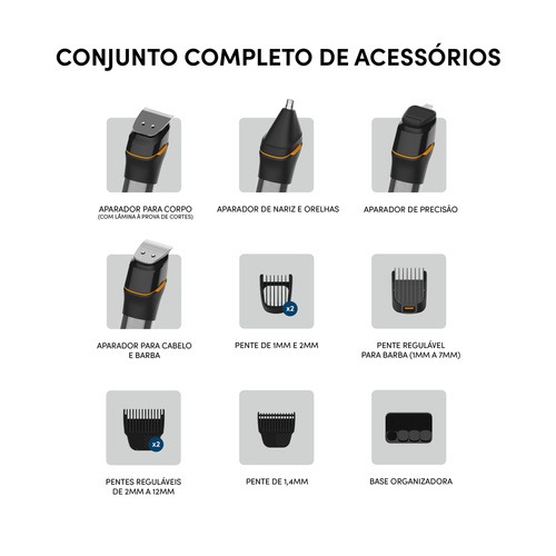 Aparador de pelos e babeador 10 em 1 � prova d'�gua IPX7 - MULTIGROOM WMG011  110V/220V