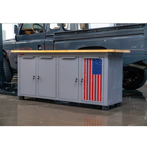 Bancada fechada com 4 portas tampo de madeira - SPEED