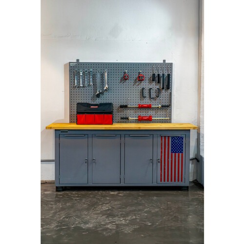 Bancada fechada com 4 portas tampo de madeira - SPEED