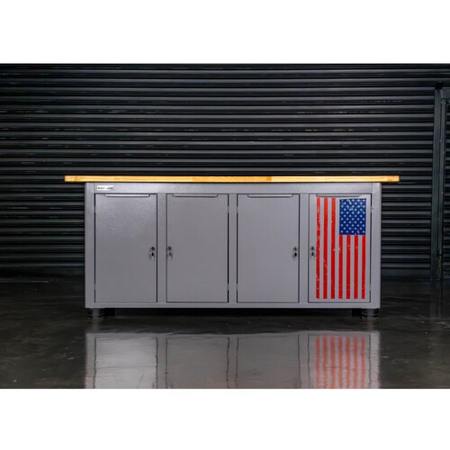 Bancada fechada com 4 portas tampo de madeira - SPEED