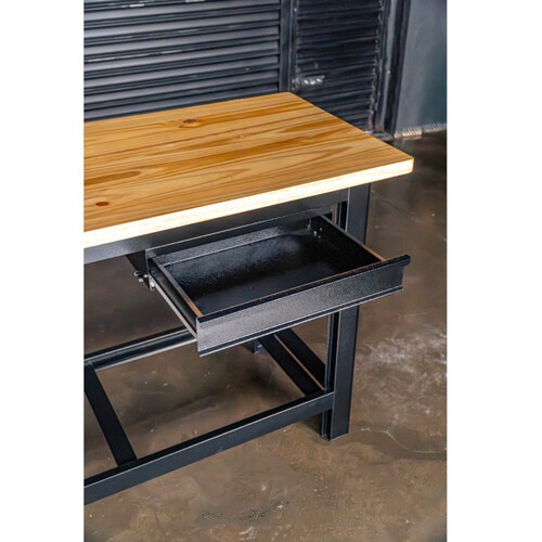 Bancada aberta 1500 x 600 mm com 1 gaveta tampo de madeira pinus - RLL-200