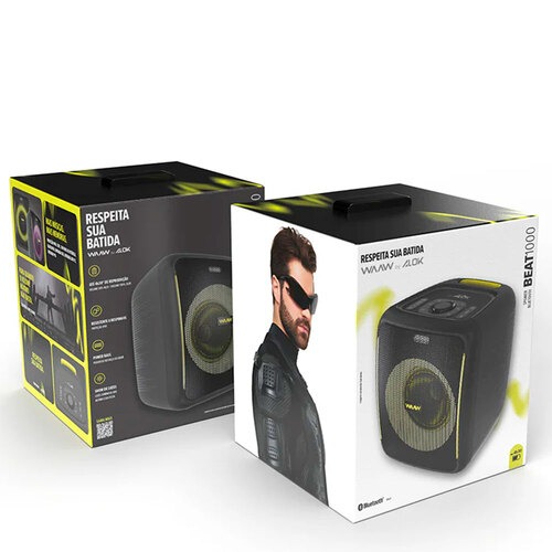 Caixa de som port�til 70W RMS Bluetooth Entrada P10 com Led  - BEAT 1000